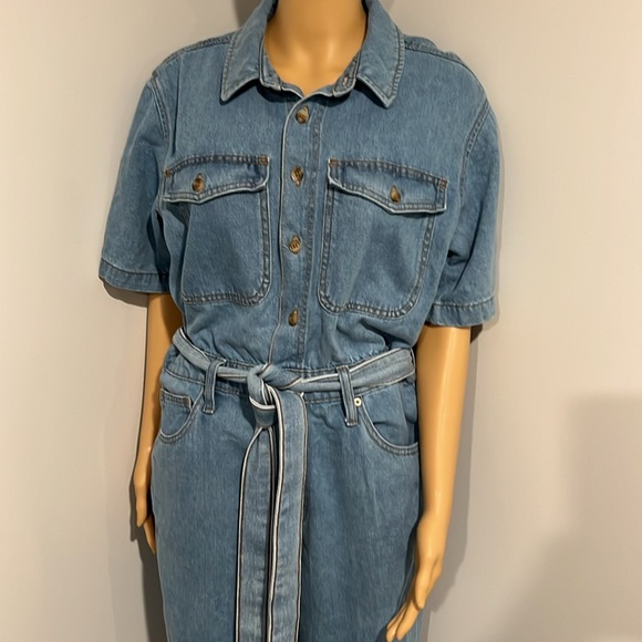 Women's Denim Cargo Jumpsuit - Universal Thread™ Medium Wash, wide legs - Picture 4 of 14